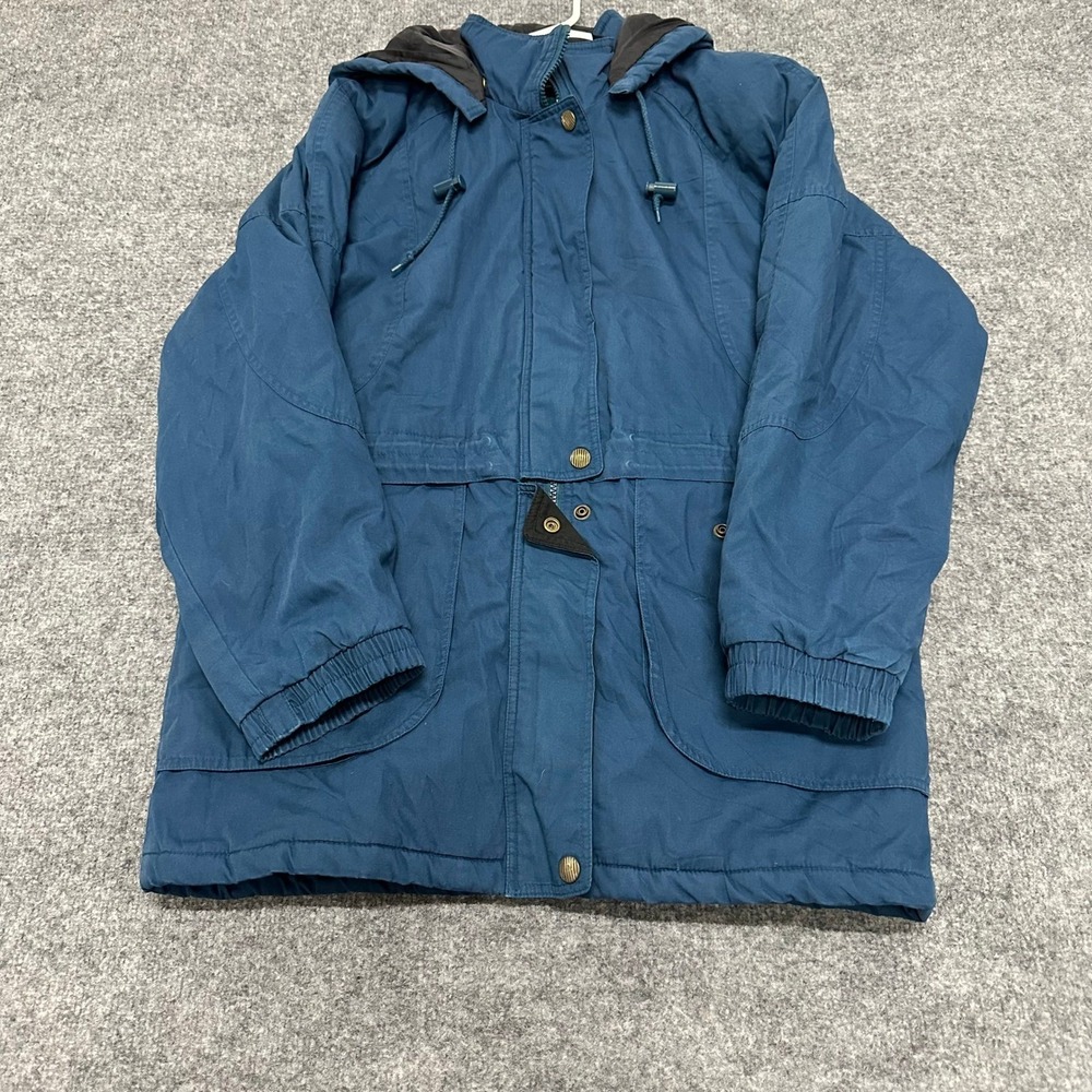 Unbranded Parka Jacket Womens Size S Blue Hooded Quilted Lined Outdoor Utility